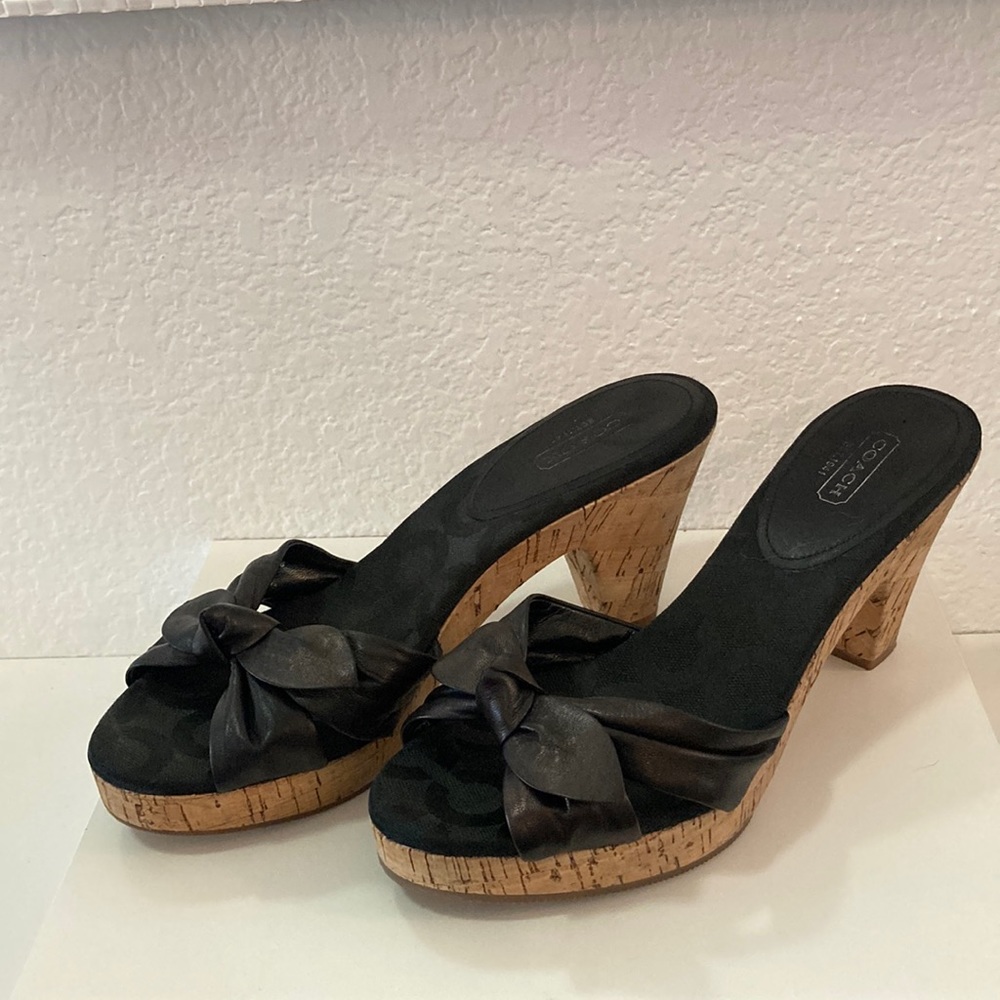 Coach🖤Black Leather Karen Women’s Slip on Heels